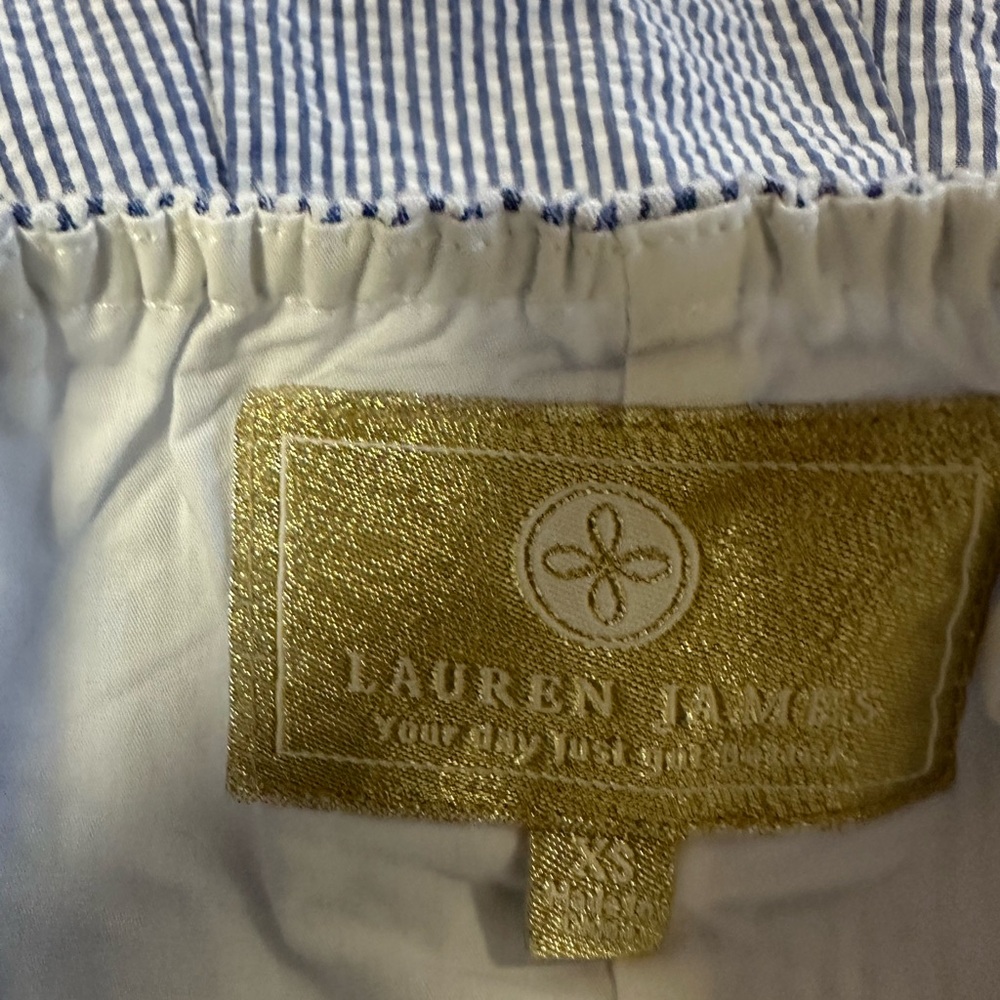 Lauren James Seersucker Blue Halter Jumpsuit Size XS - Picture 3 of 3